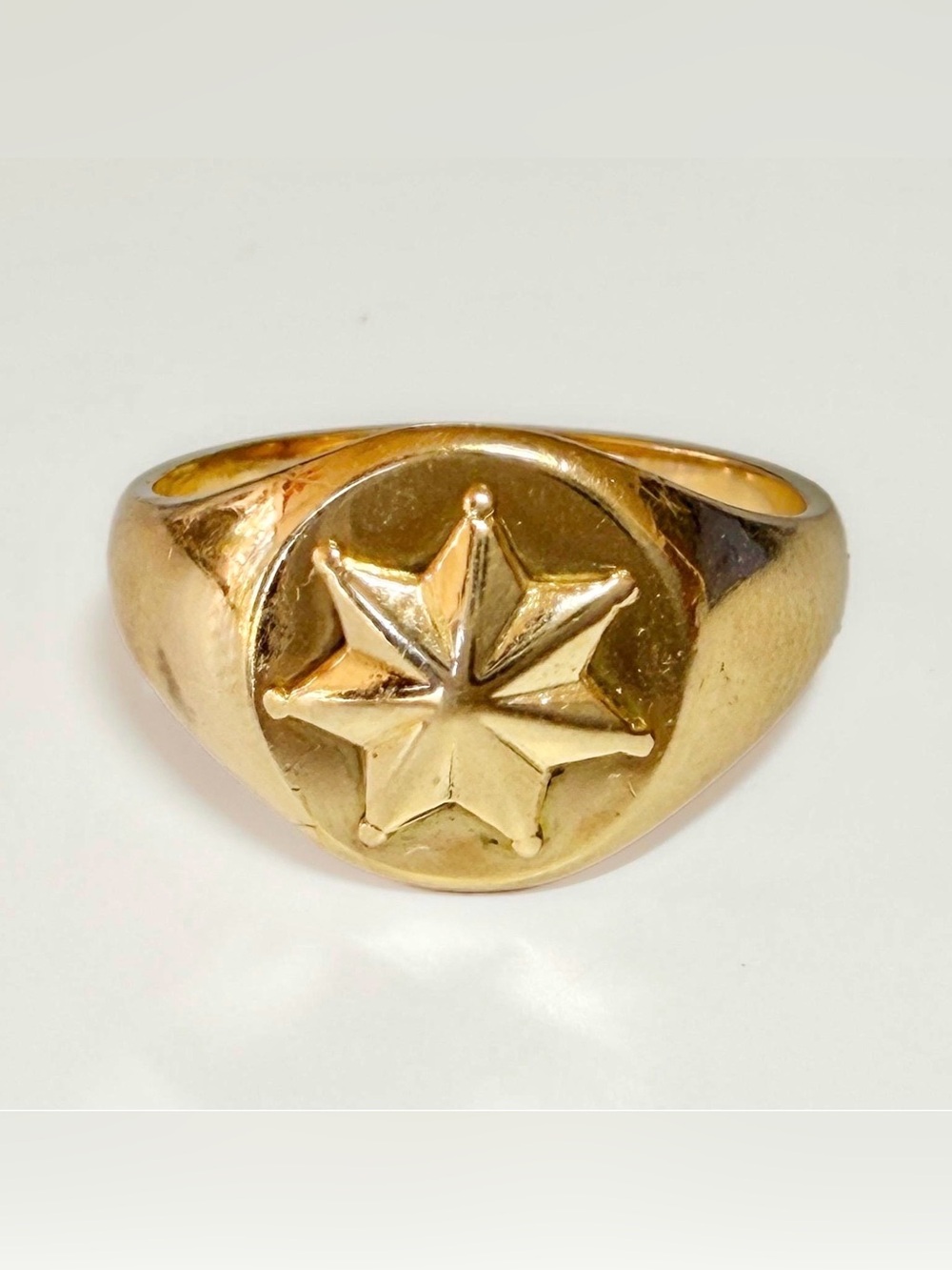 Vintage 14k MCM Star Signet Ring 4.5g